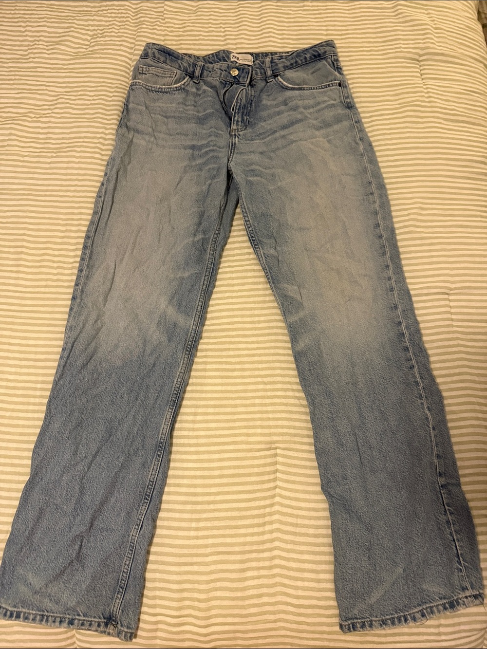 Zara Light Blue Straight-Leg Jeans